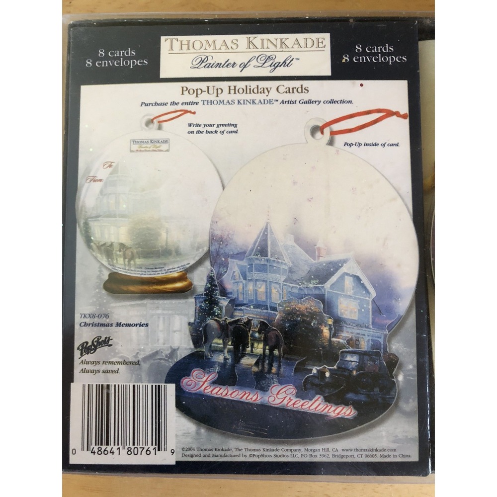 Thomas Kinkade Holiday Cards, Snow Glob Pop Up Cards Set Of 8